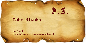 Mahr Bianka névjegykártya